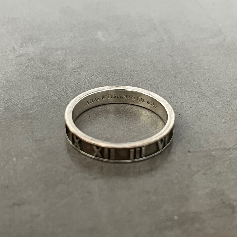 Tiffany Atlas Ring 925 Silver 3.2g Narrow Roman Numerals